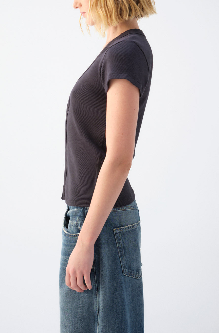 AMO Denim | Amour Rib Tee in Vintage Black