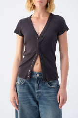 AMO Denim | Amour Rib Tee in Vintage Black