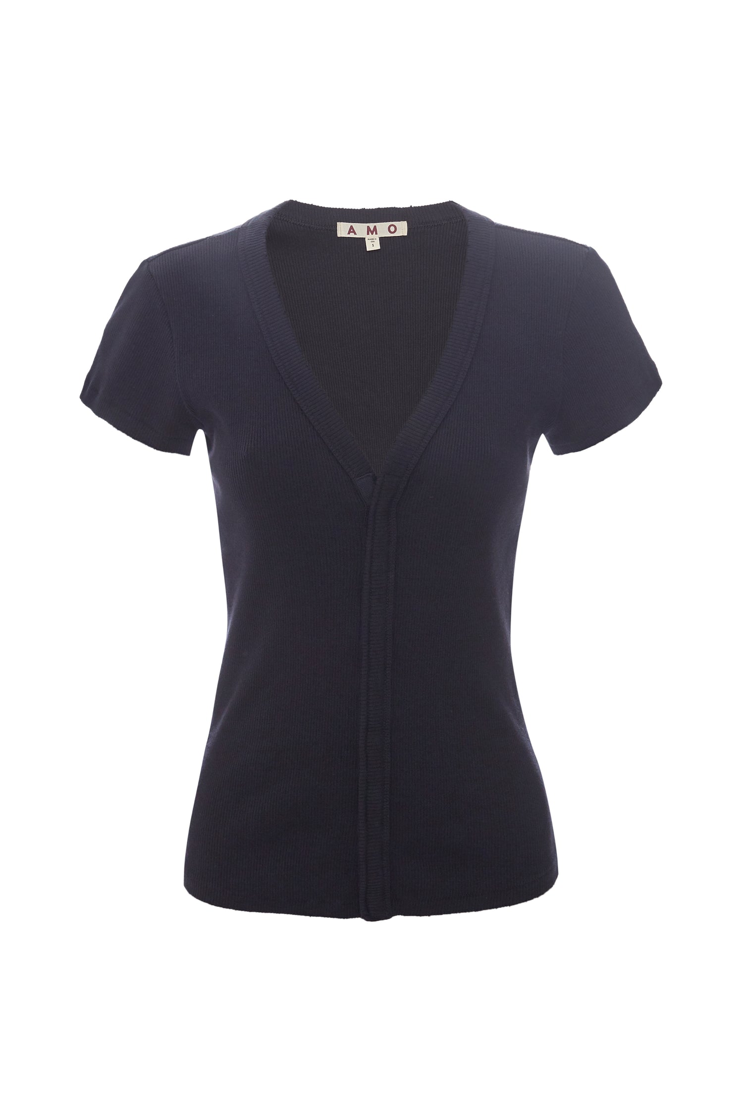 AMO Denim | Amour Rib Tee in Vintage Black