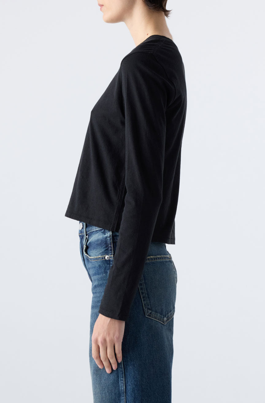 AMO Denim | Linen L/S Babe Tee in Black