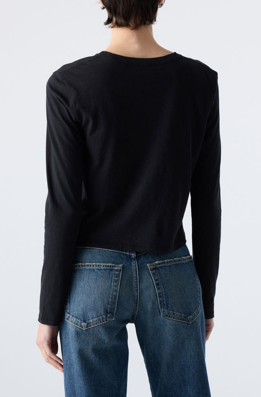 AMO Denim | Linen L/S Babe Tee in Black