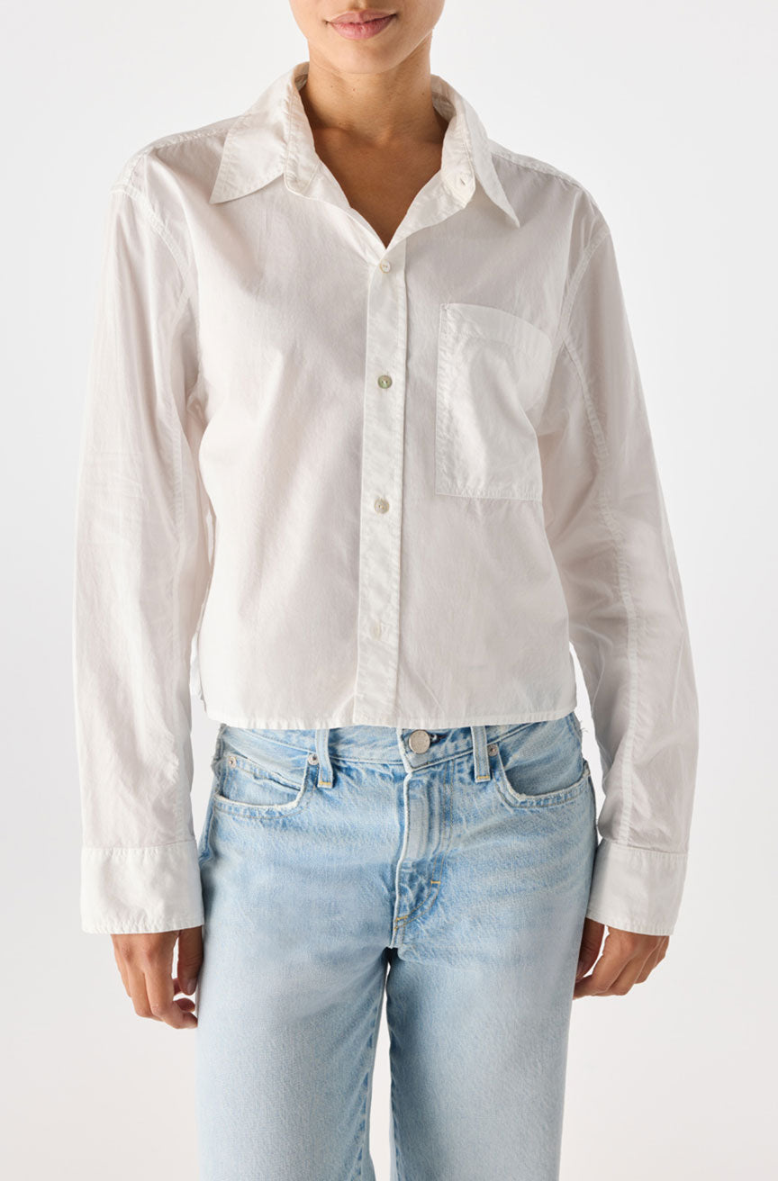AMO Denim Ruth Crop Shirt in White