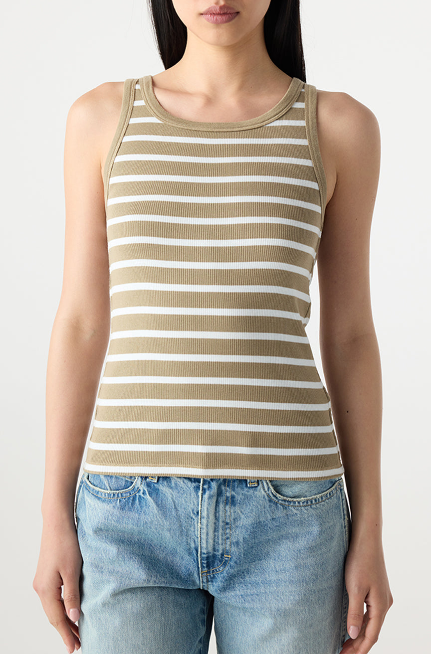 AMO Denim | Bella Tank in Sand/White