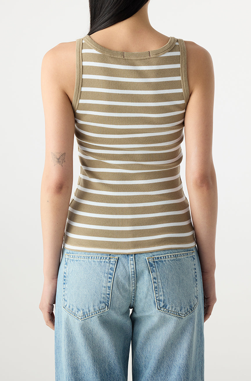 AMO Denim | Bella Tank in Sand/White