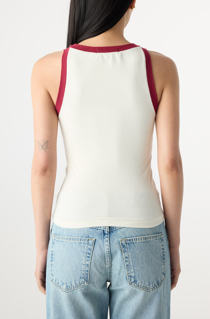 AMO Denim | Dazzling Tank in Bone/Pinot
