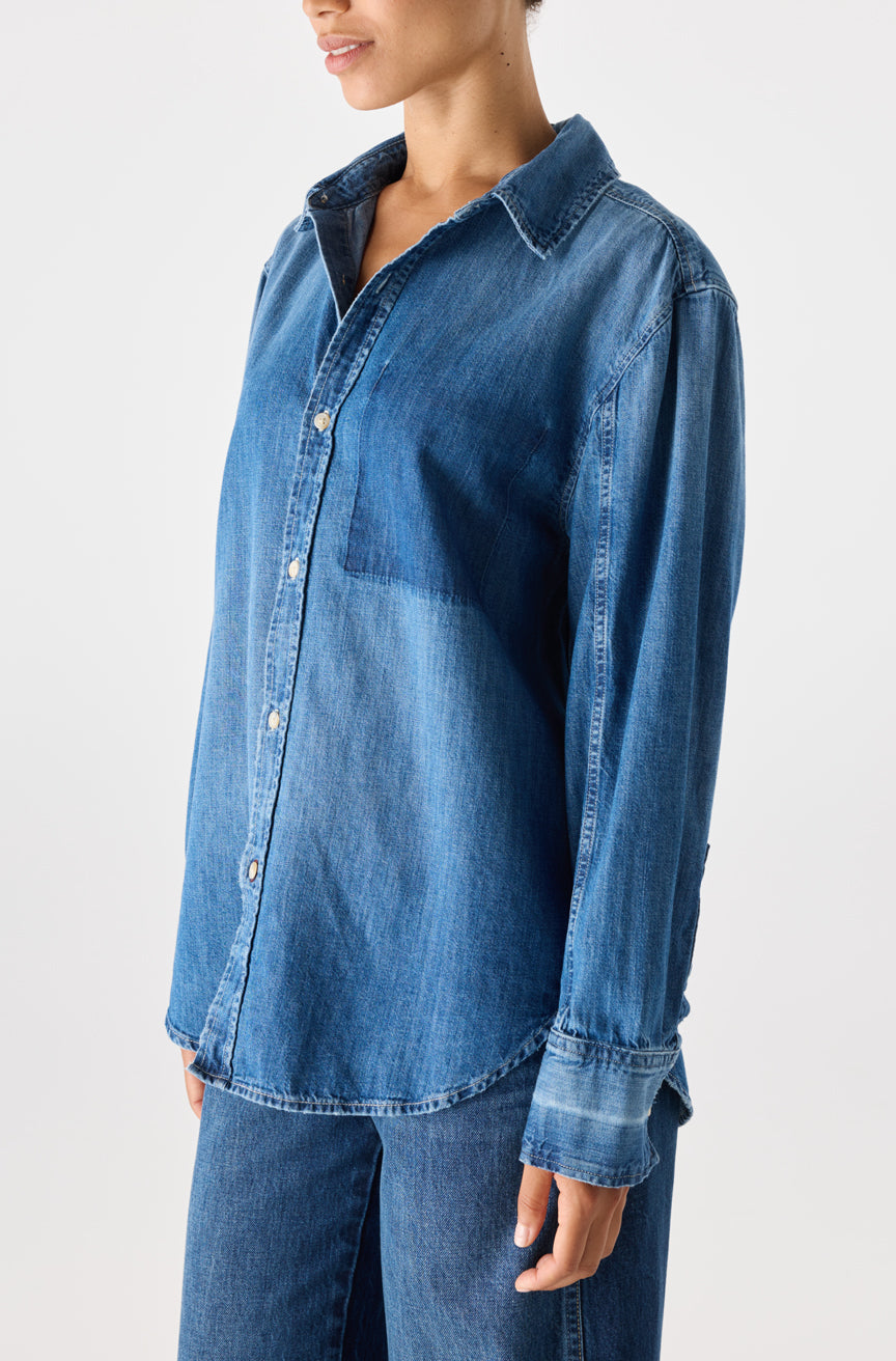 AMO Denim | Denim Ruth Oversized Shirt in Glisten