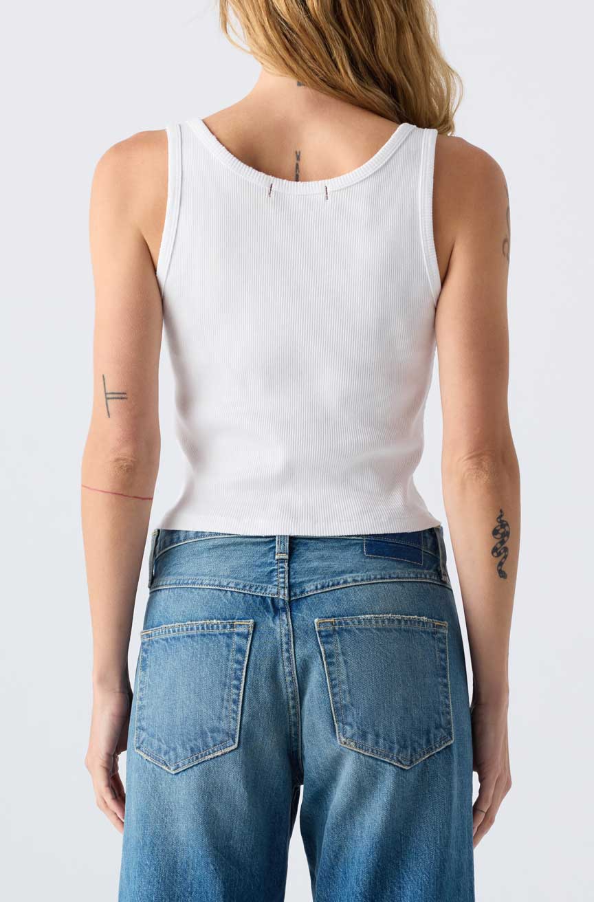 AMO Denim | Crop Rib Tank in White