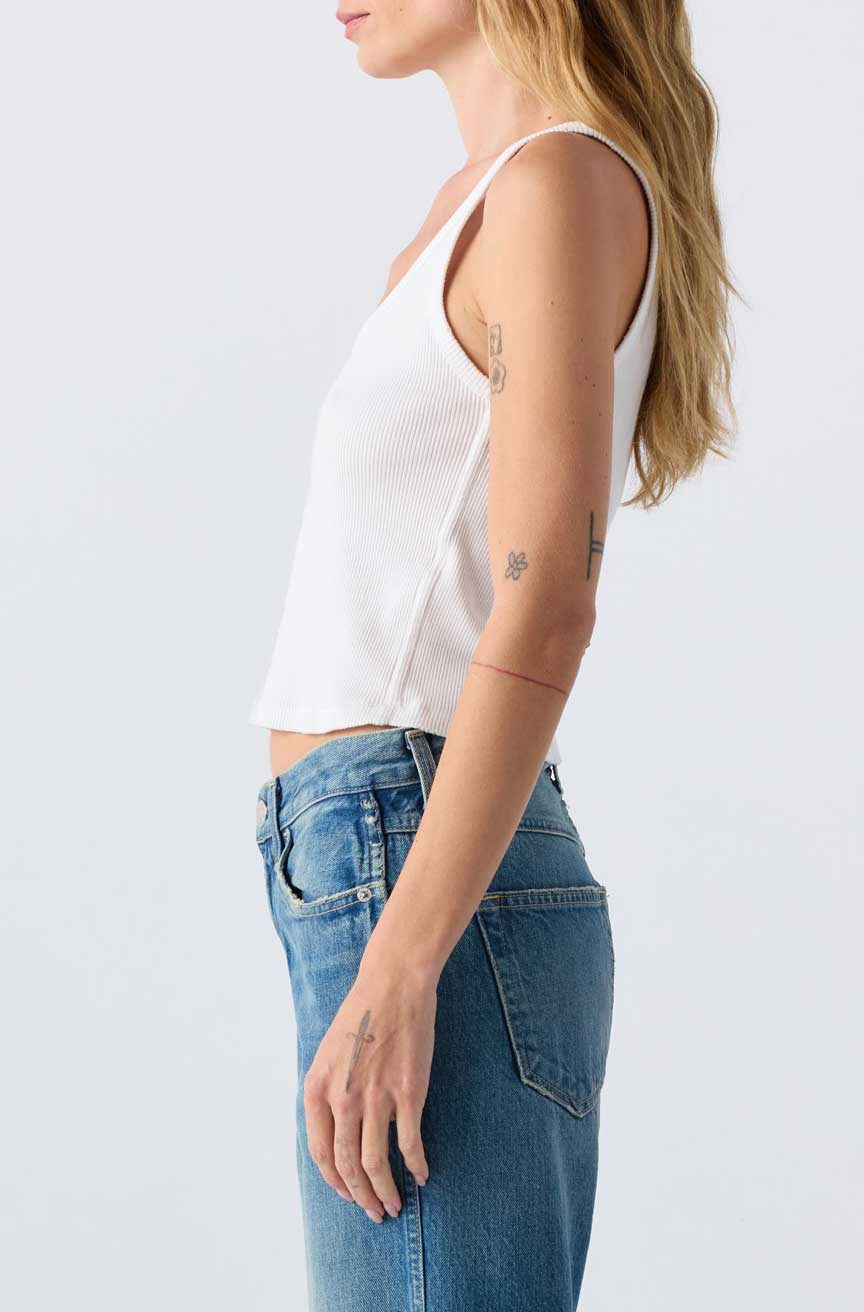 AMO Denim | Crop Rib Tank in White