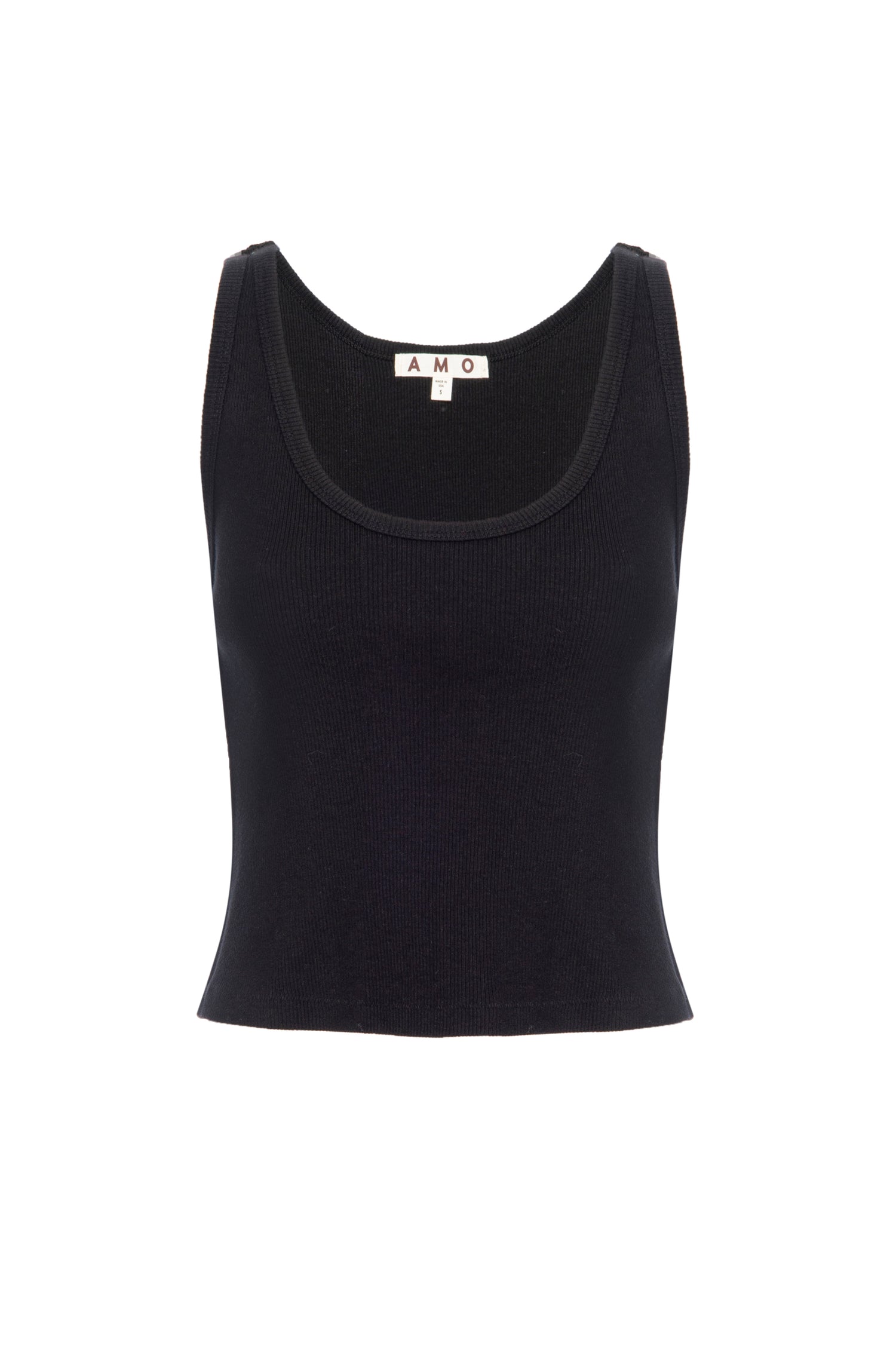 AMO Denim Crop Rib Tank in Black