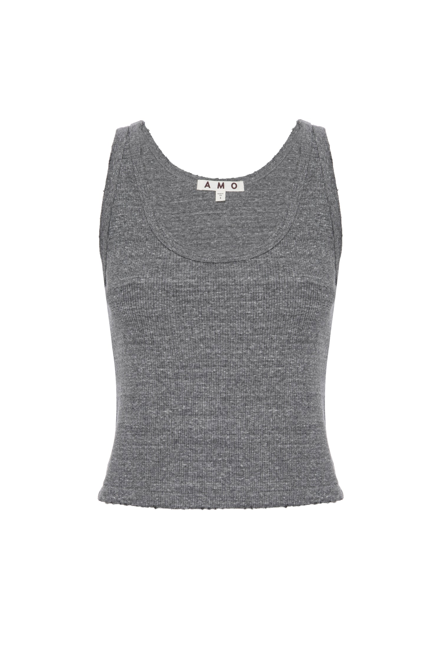 AMO Denim Crop Rib Tank in Heather Grey