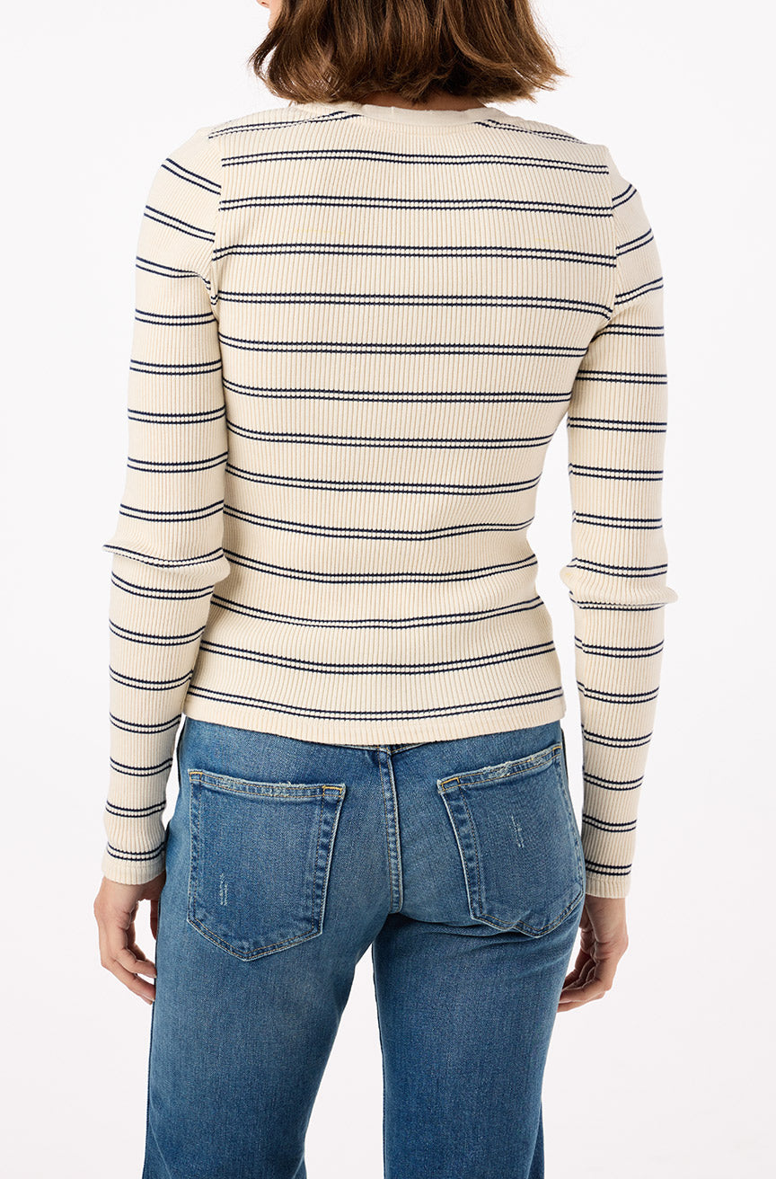 AMO Denim | Dearest Henley in Bone/Neptune Multi