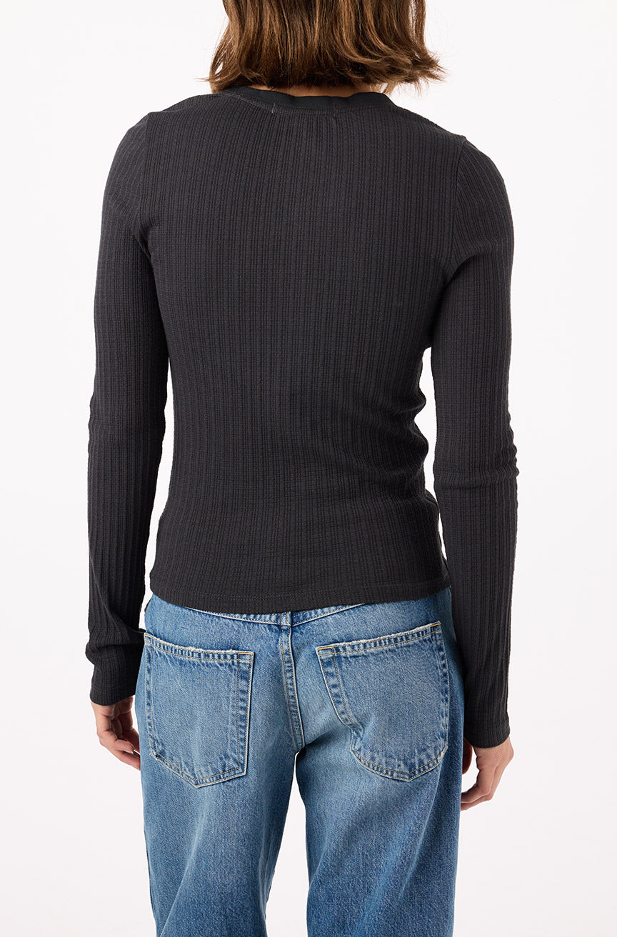 AMO Denim | Dearest Henley in Vintage Black