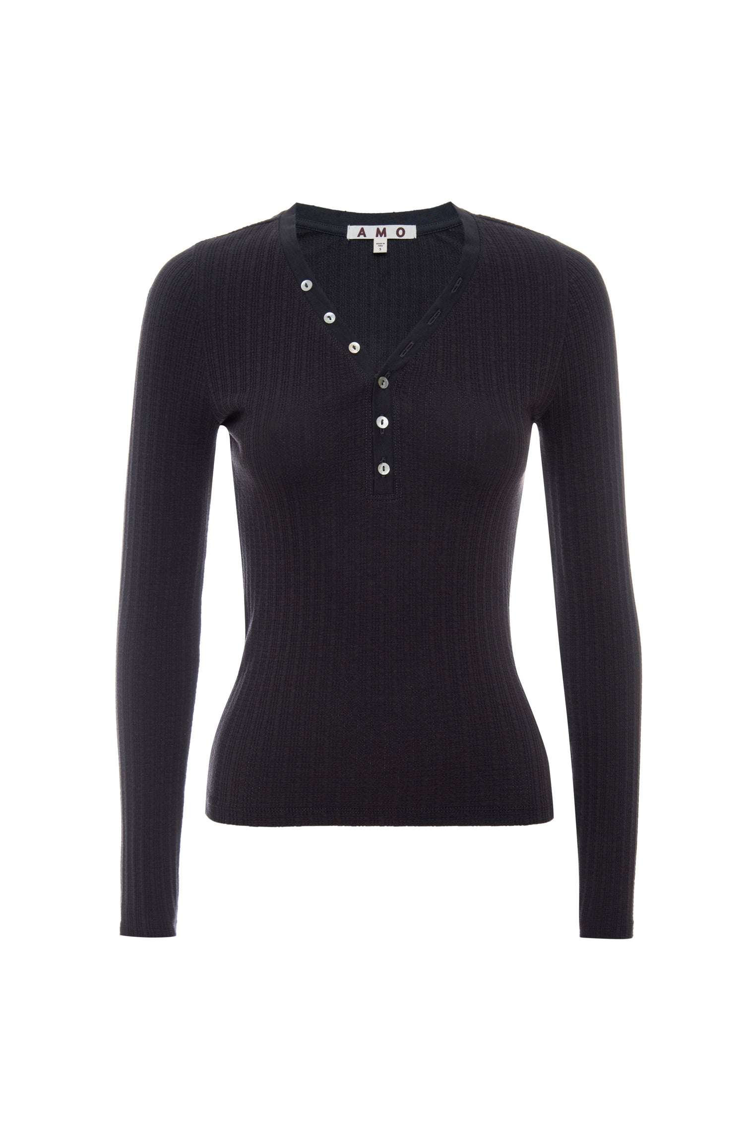 AMO Denim | Dearest Henley in Vintage Black
