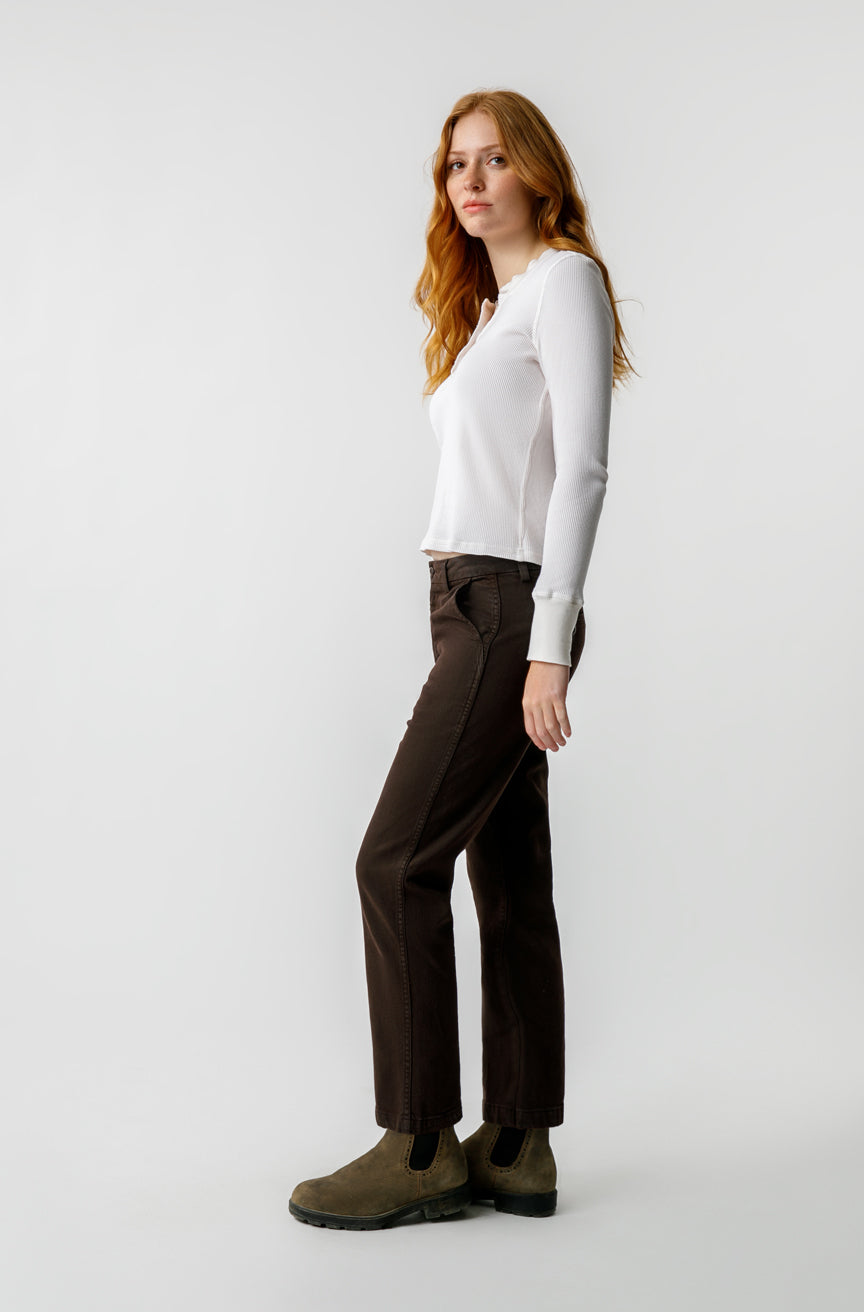 AMO Denim Easy Trouser in Espresso