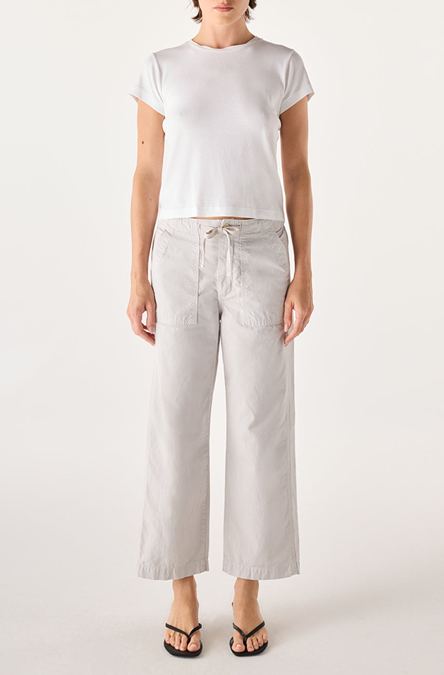 AMO Denim | Easy Drawstring Slouch Crop in Grey Quartz