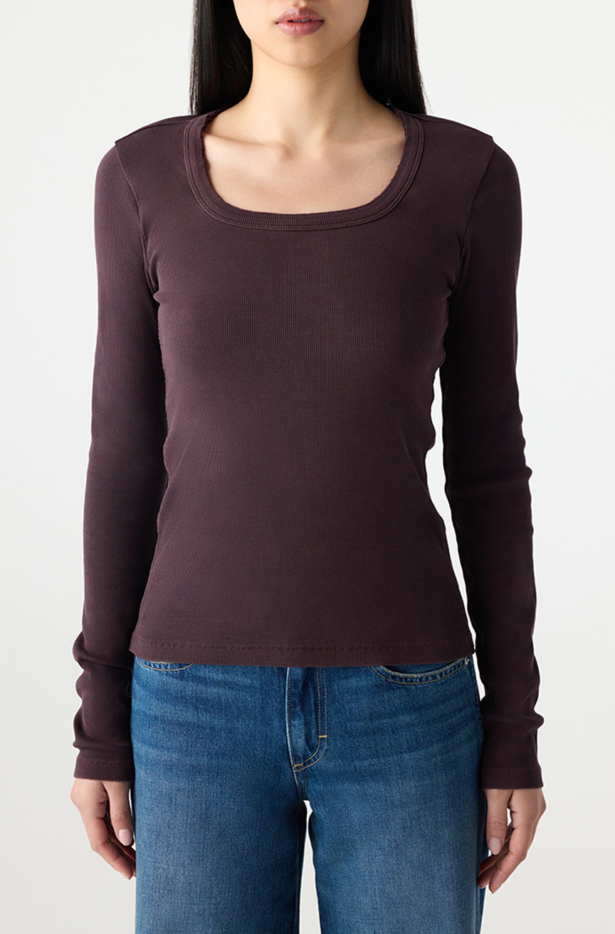 AMO Denim | Angelina Long Sleeve in Aubergine