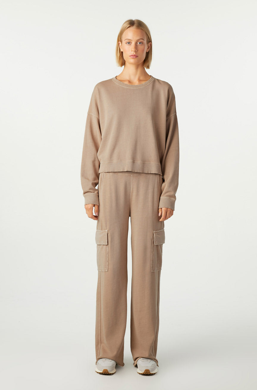 AMO Denim Cargo Sweatpant in Taupe