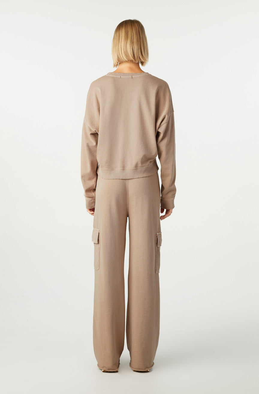 AMO Denim Cargo Sweatpant in Taupe