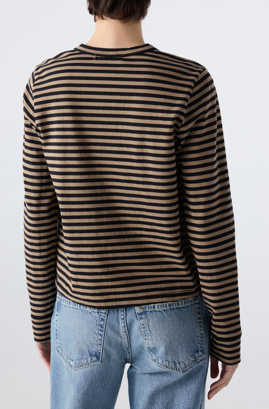 AMO Denim | Love Long Sleeve Tee in Sand/Black Stripe