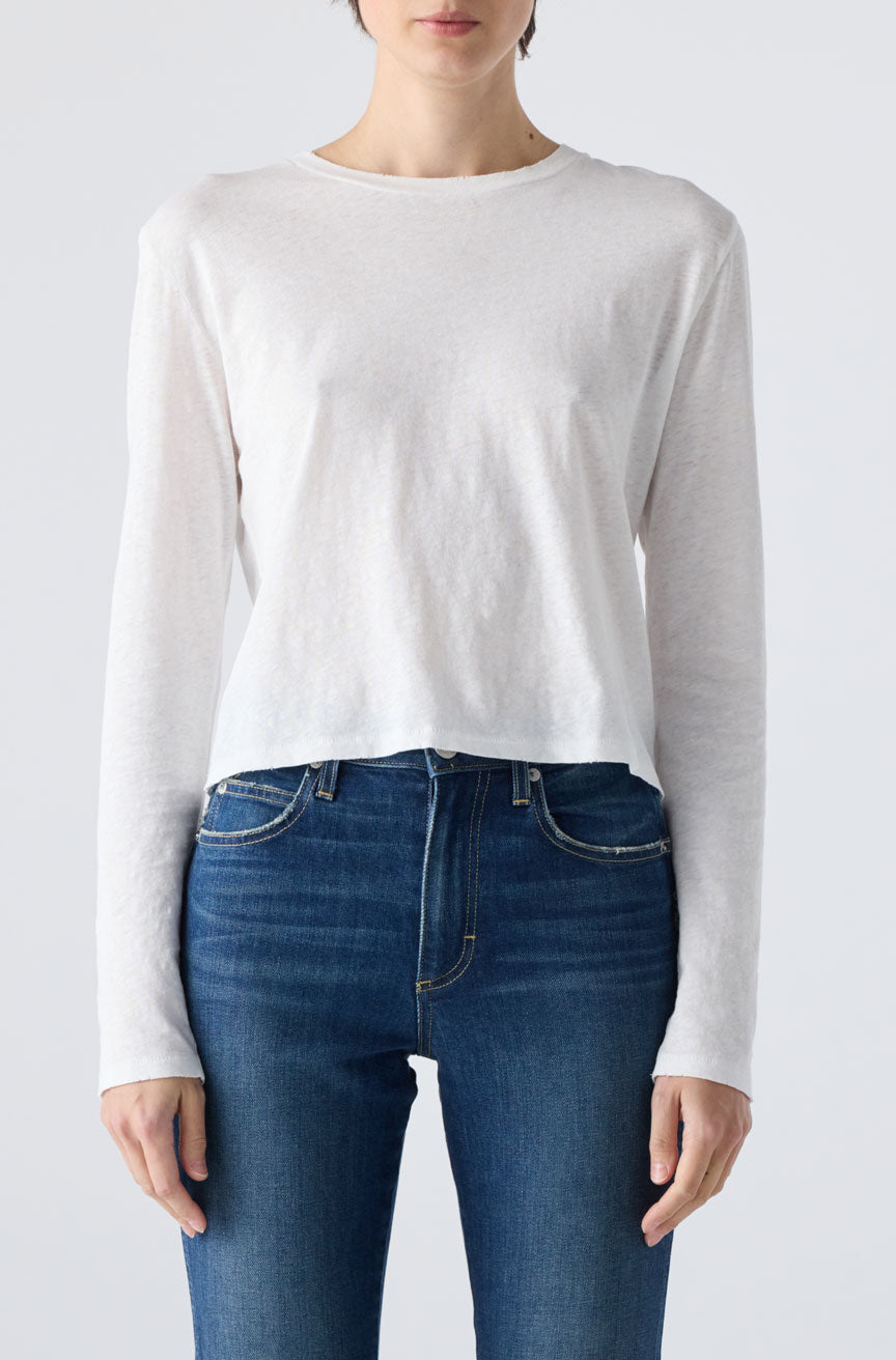 AMO Denim | Linen L/S Babe Tee in White