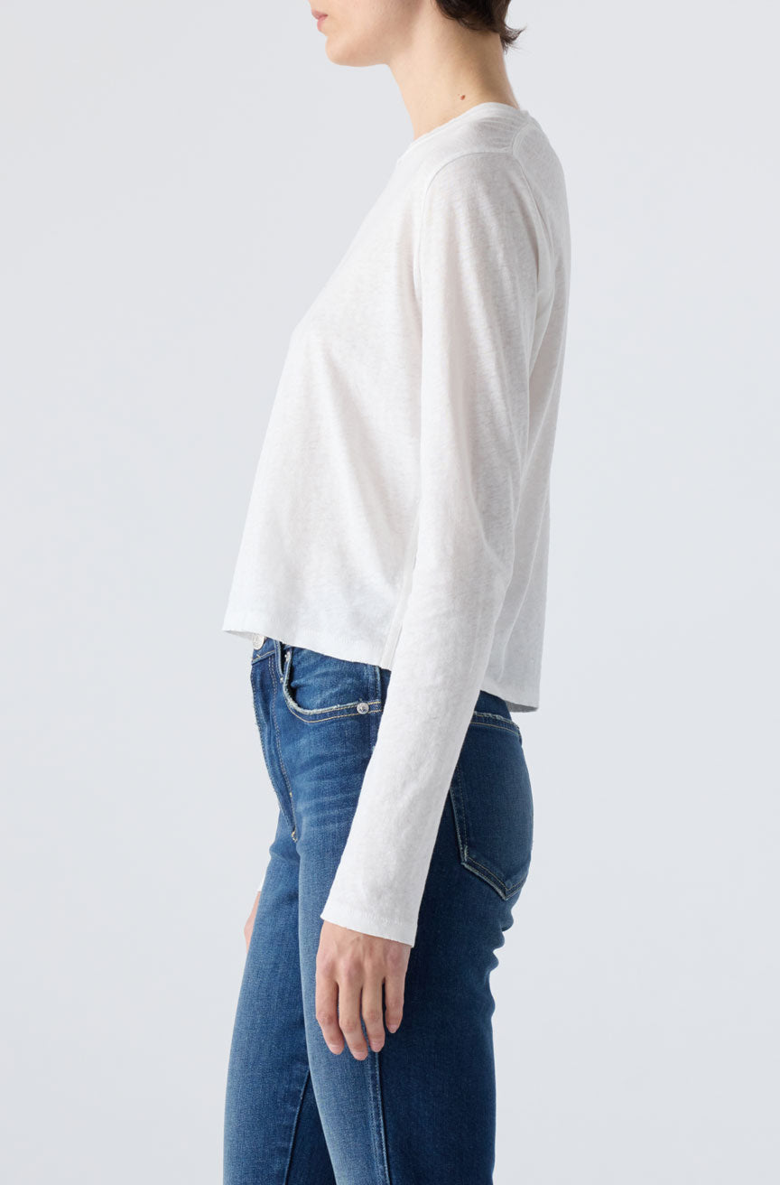 AMO Denim | Linen L/S Babe Tee in White