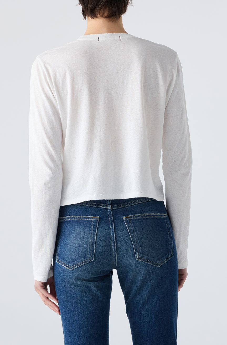 AMO Denim | Linen L/S Babe Tee in White