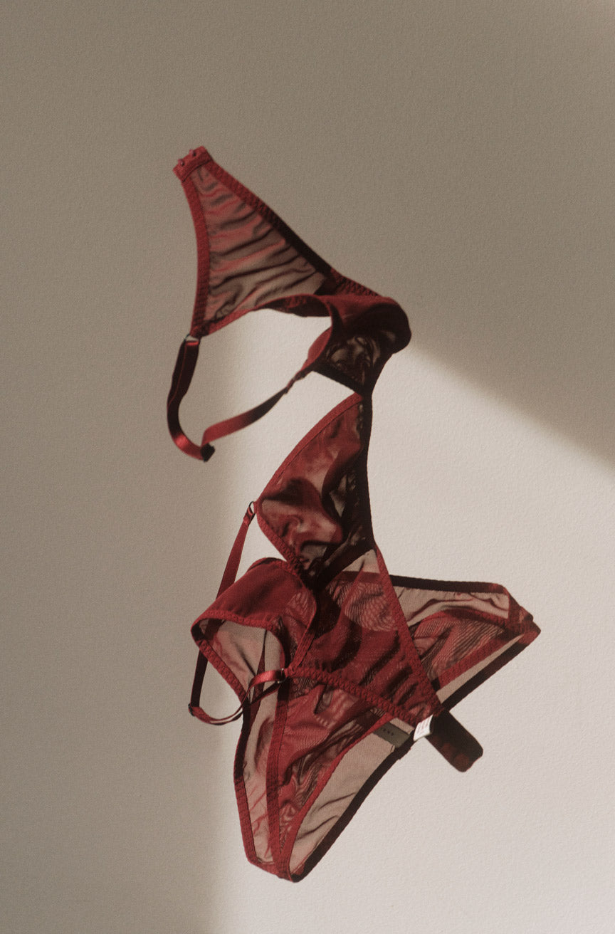 AMO Denim x KYE | Daily Triangle Bra and Mies Brief in Burgundy