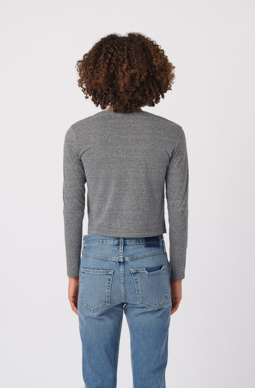 AMO Denim L/S Babe Tee in Heather Grey