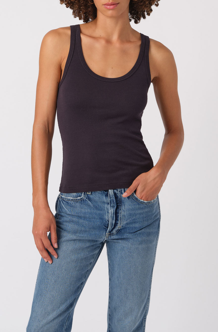 AMO Denim Layering Tank in Vintage Black