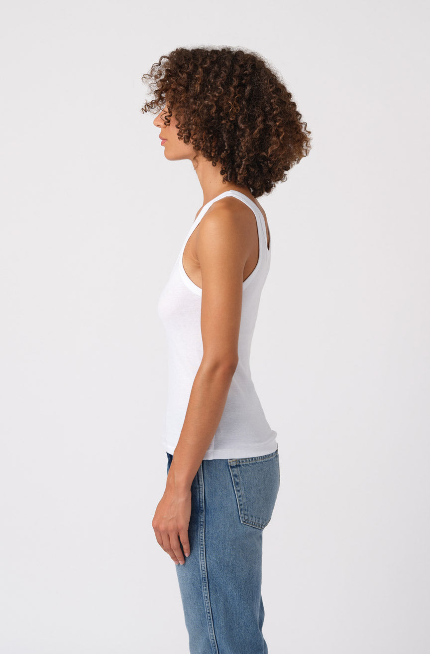AMO Denim Layering Tank in White