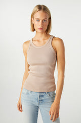 AMO Denim Long Rib Tank in Taupe