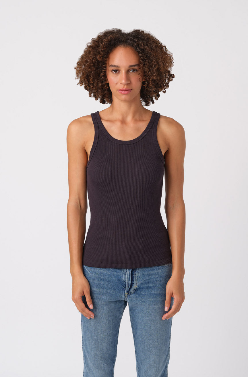 AMO Long Rib Tank in Vintage Black