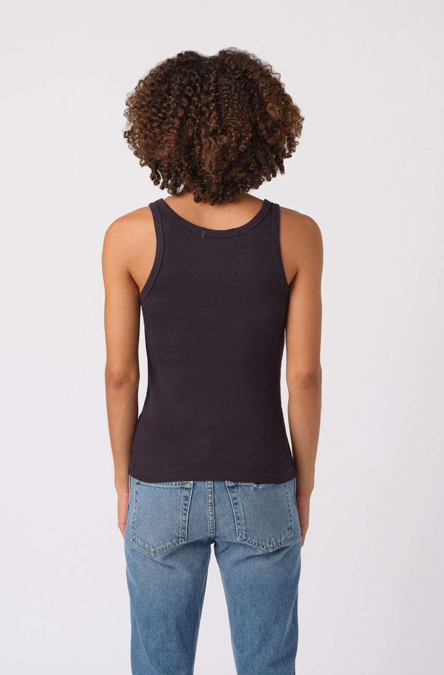 AMO Long Rib Tank in Vintage Black