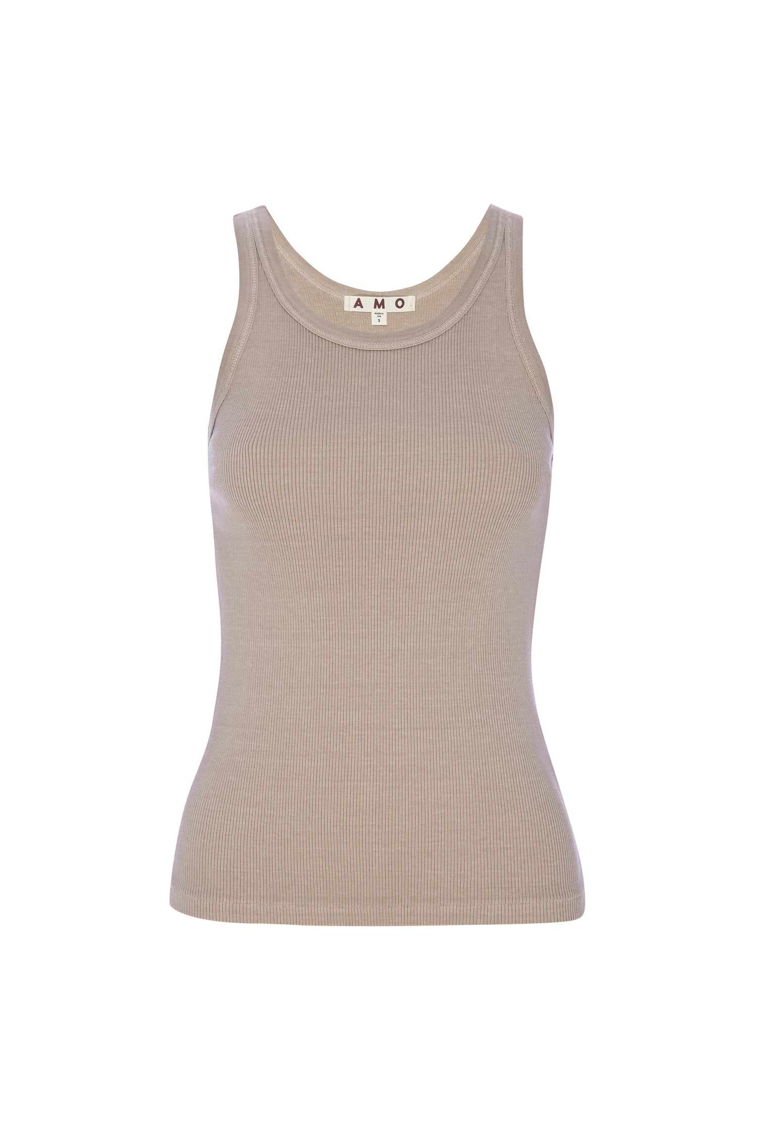 AMO Denim Long Rib Tank in Taupe