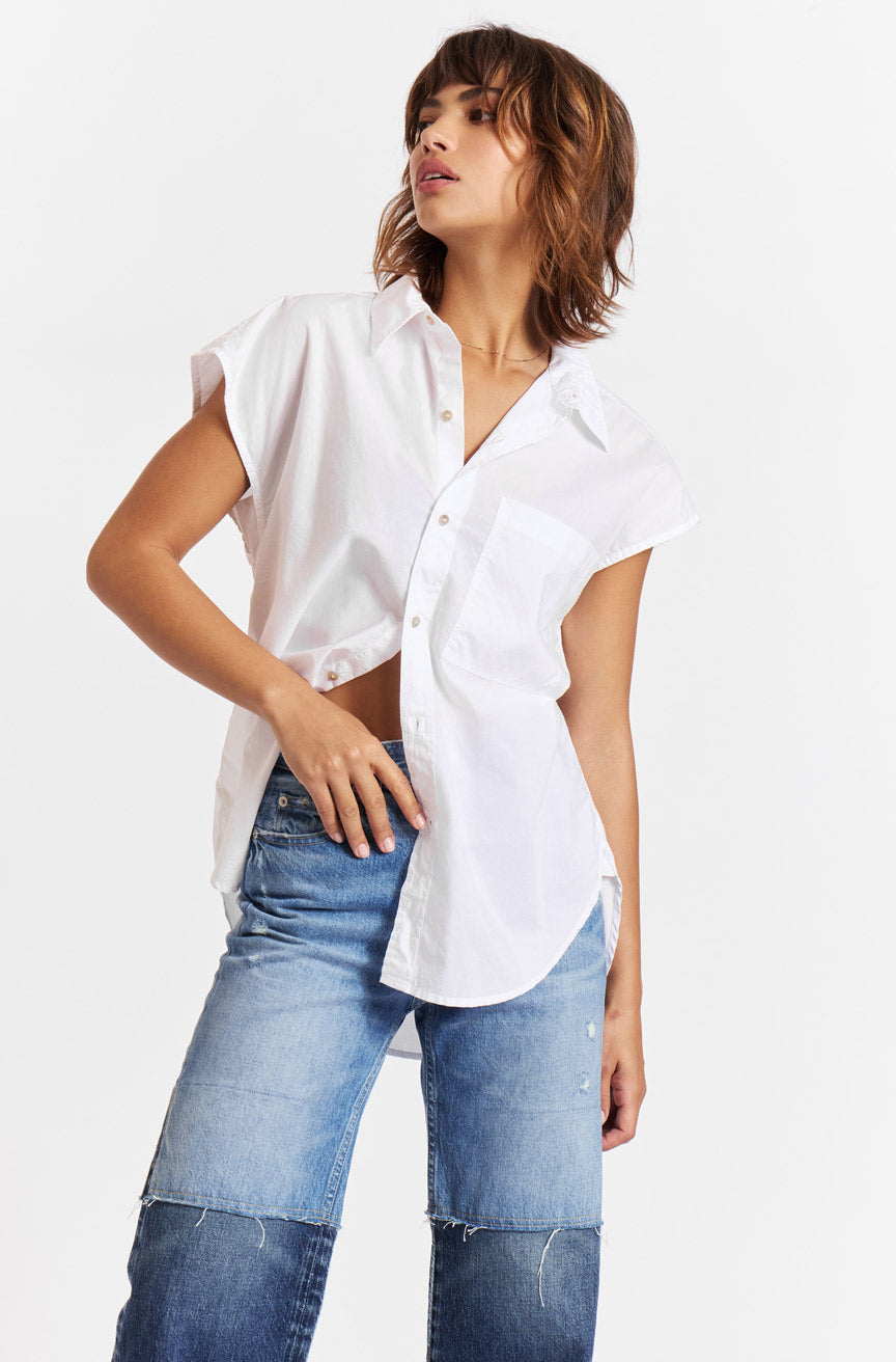 AMO Denim Ruth Sleeveless Shirt in White