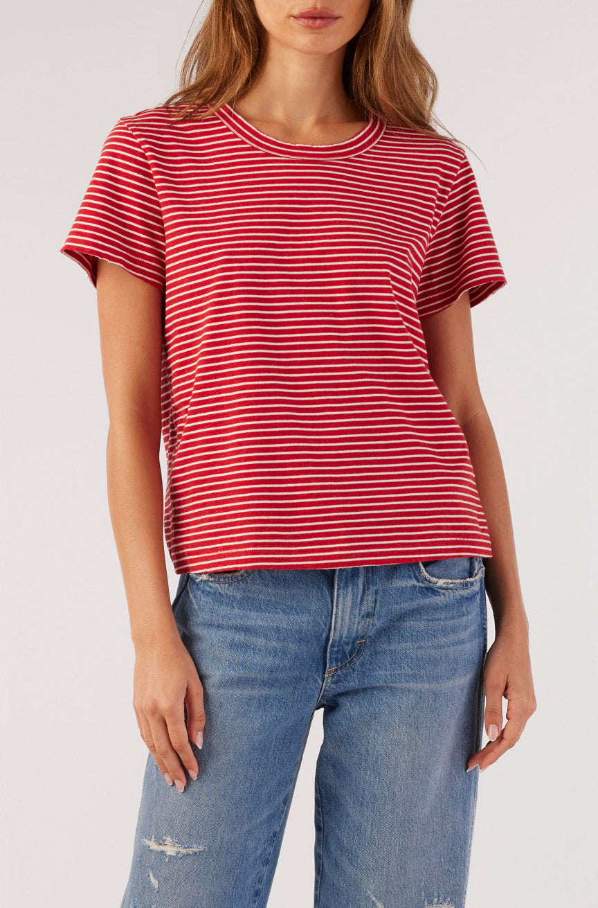 AMO Denim | Love Tee in Cherry Stripe