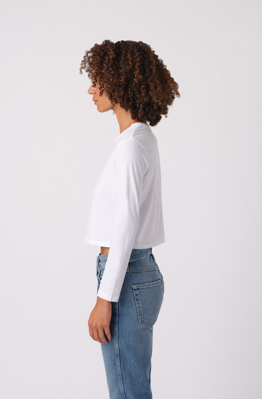 AMO Denim L/S Babe Tee in White