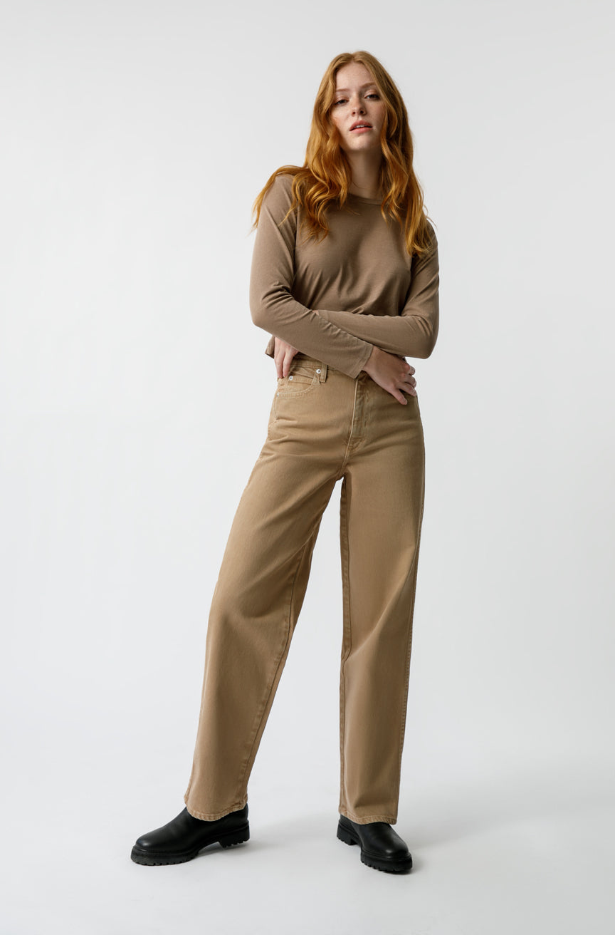 AMO Denim Long Sleeve Babe Tee in Silt