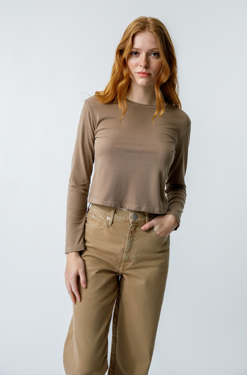 AMO Denim Long Sleeve Babe Tee in Silt