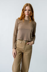 AMO Denim Long Sleeve Babe Tee in Silt