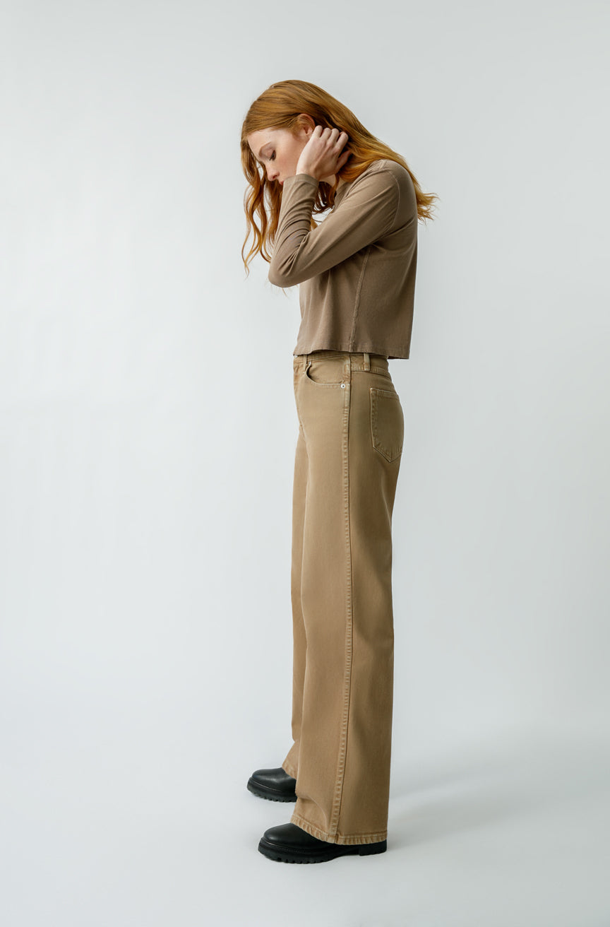 AMO Denim Long Sleeve Babe Tee in Silt