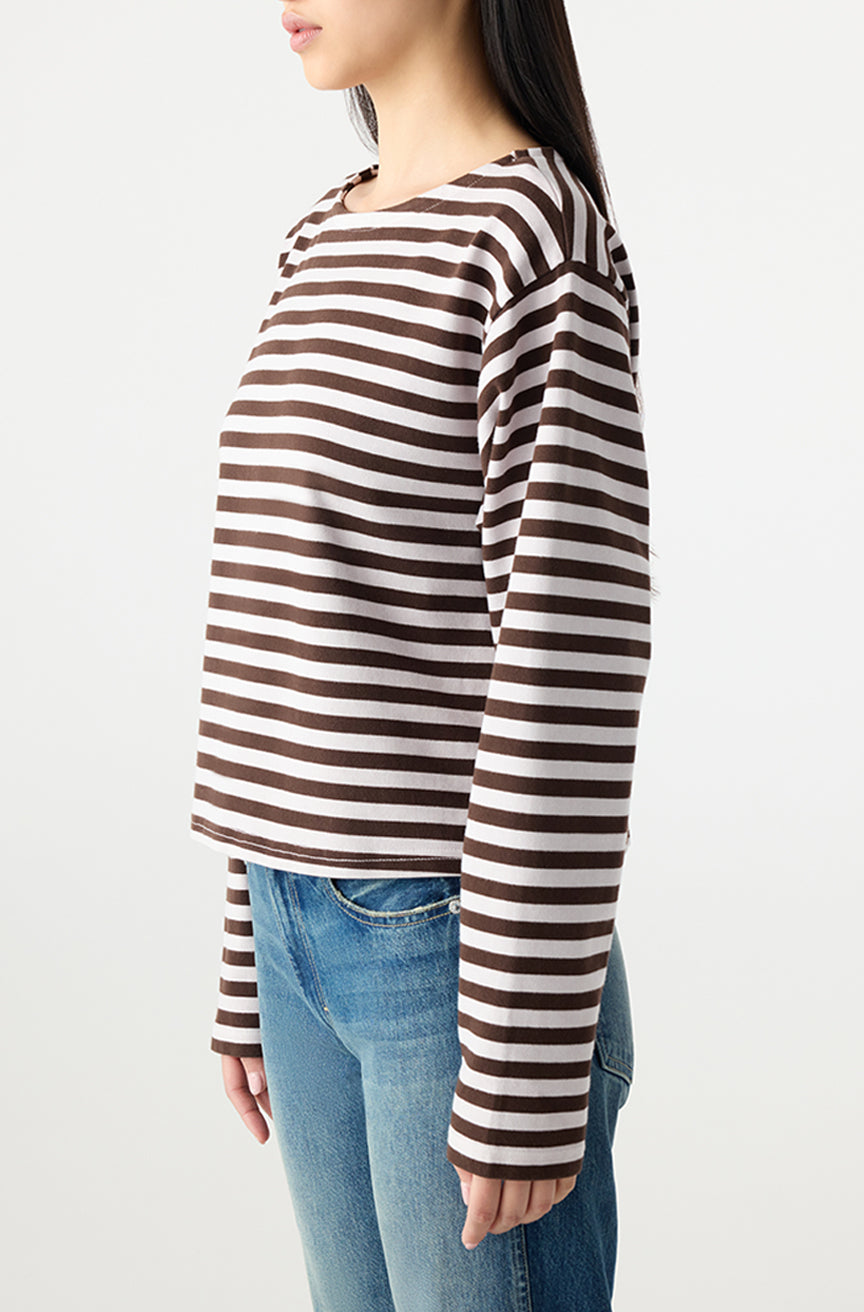 AMO Denim | Hepburn Top in Mocha/Storm Stripe