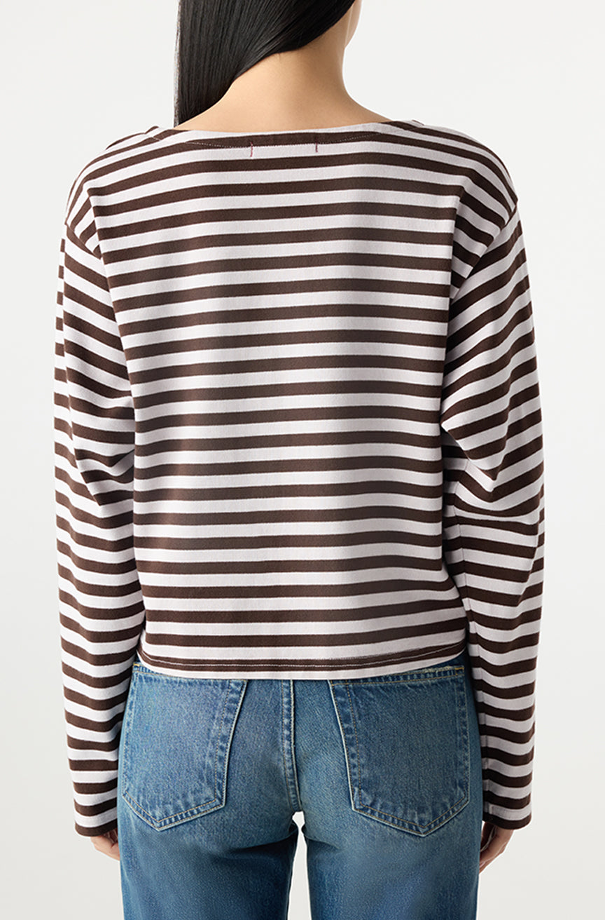 AMO Denim | Hepburn Top in Mocha/Storm Stripe