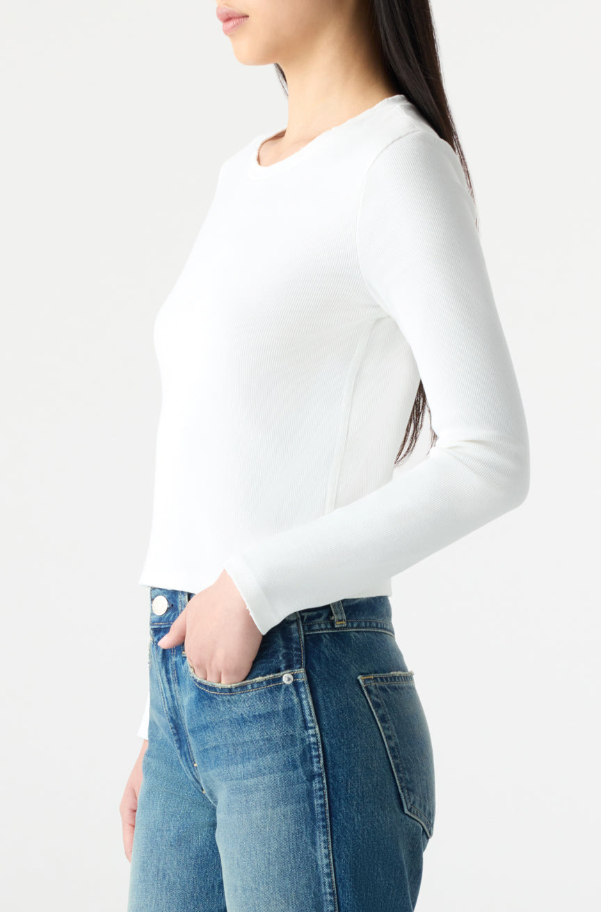 AMO Denim | Slim Rib Tee in White