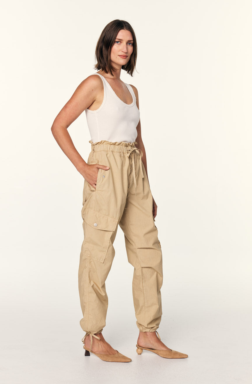 AMO Denim Parachute Pant in Oatmilk