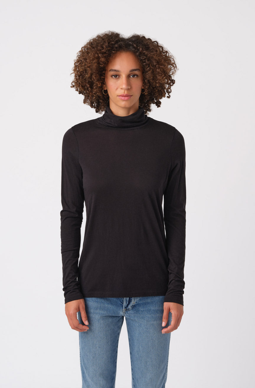 AMO Denim Pixie Turtleneck in Black