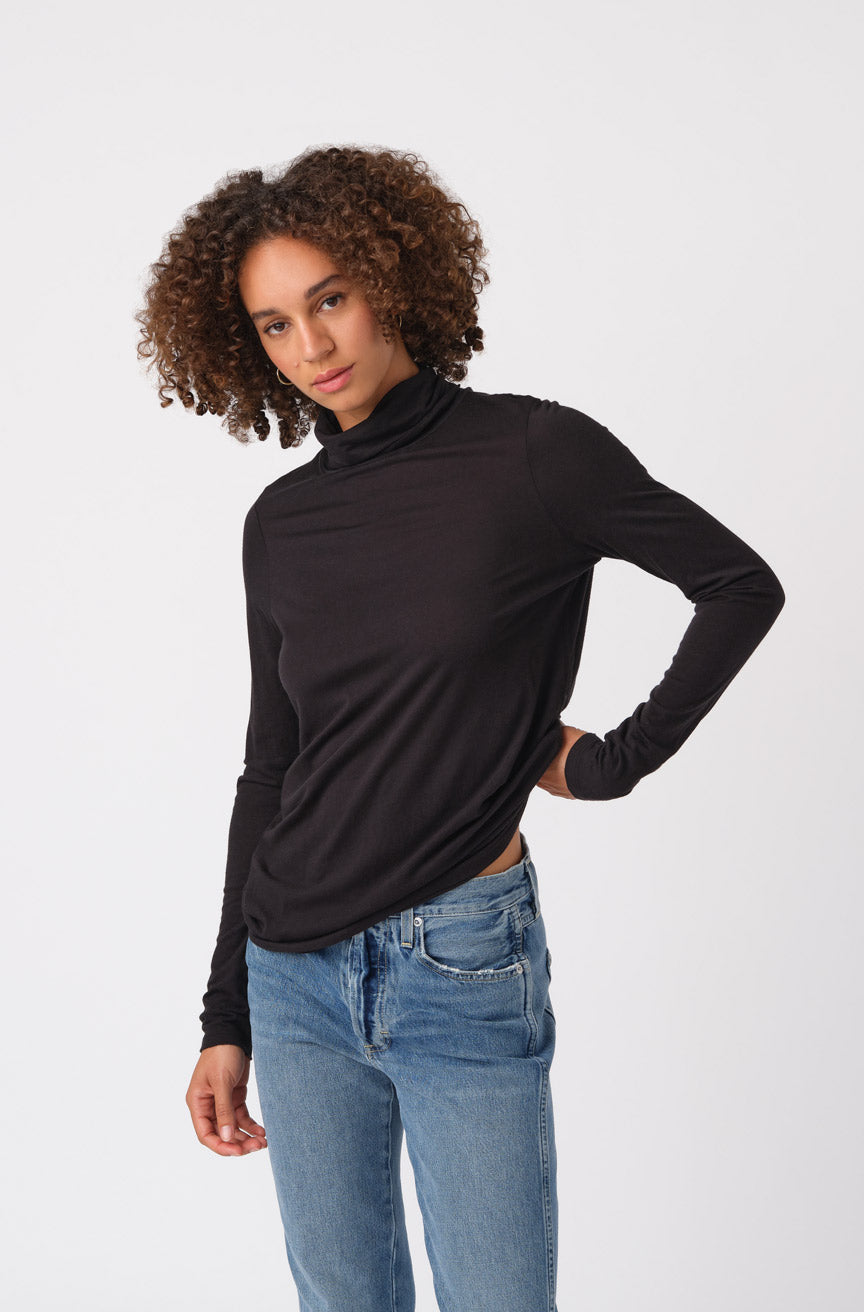 AMO Denim Pixie Turtleneck in Black