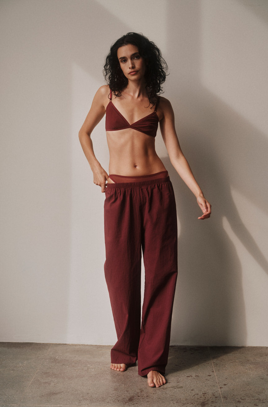 AMO Denim x KYE | Daily Triangle Bra + Mies Brief + Recline Pant in Burgundy