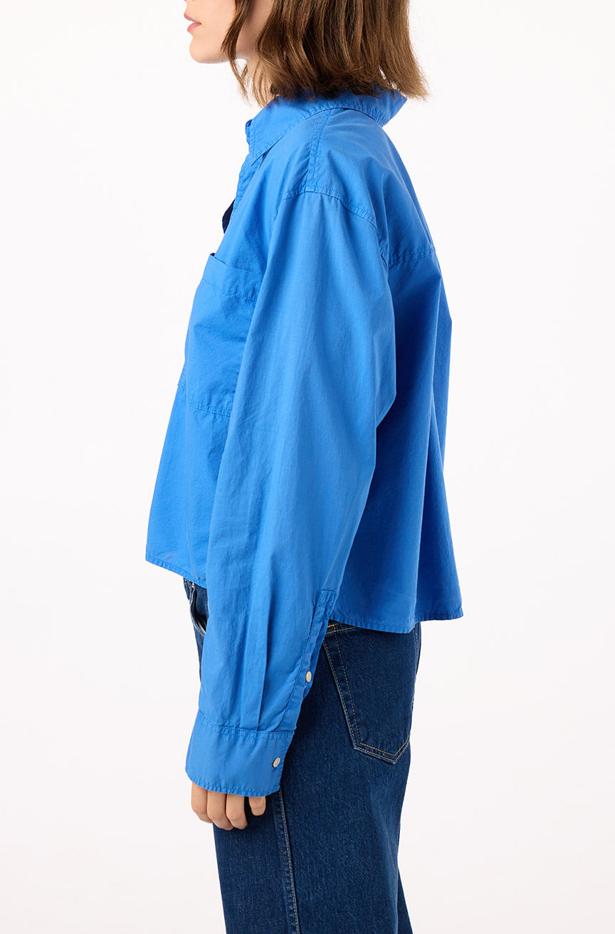 AMO Denim | Ruth Crop Shirt in French Blue