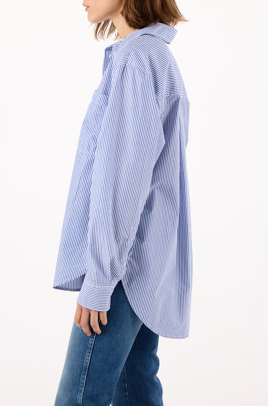 AMO Denim | Ruth Oversized Shirt in Blue Multi Stripe